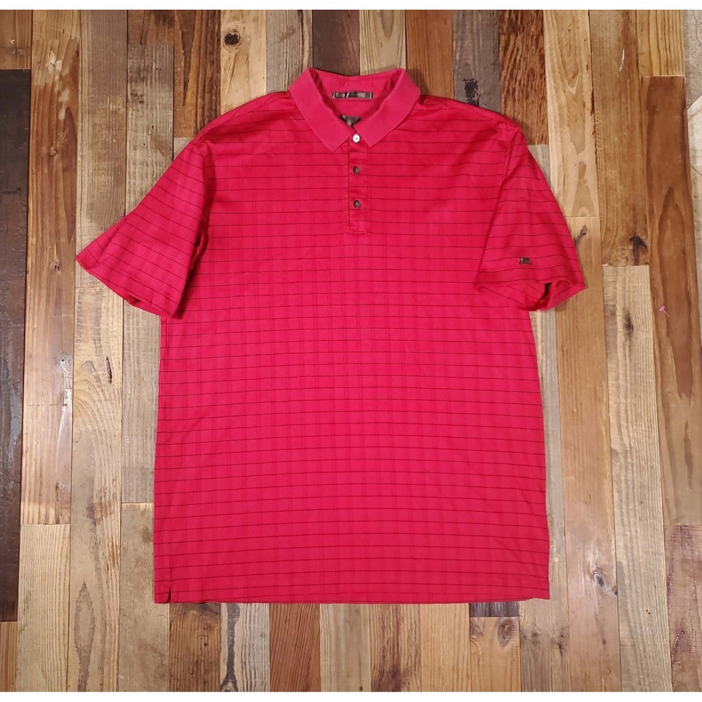 Nike Tiger Woods Collection Red Striped Golf‎ Polo Shirt XL 256443-679 Mens